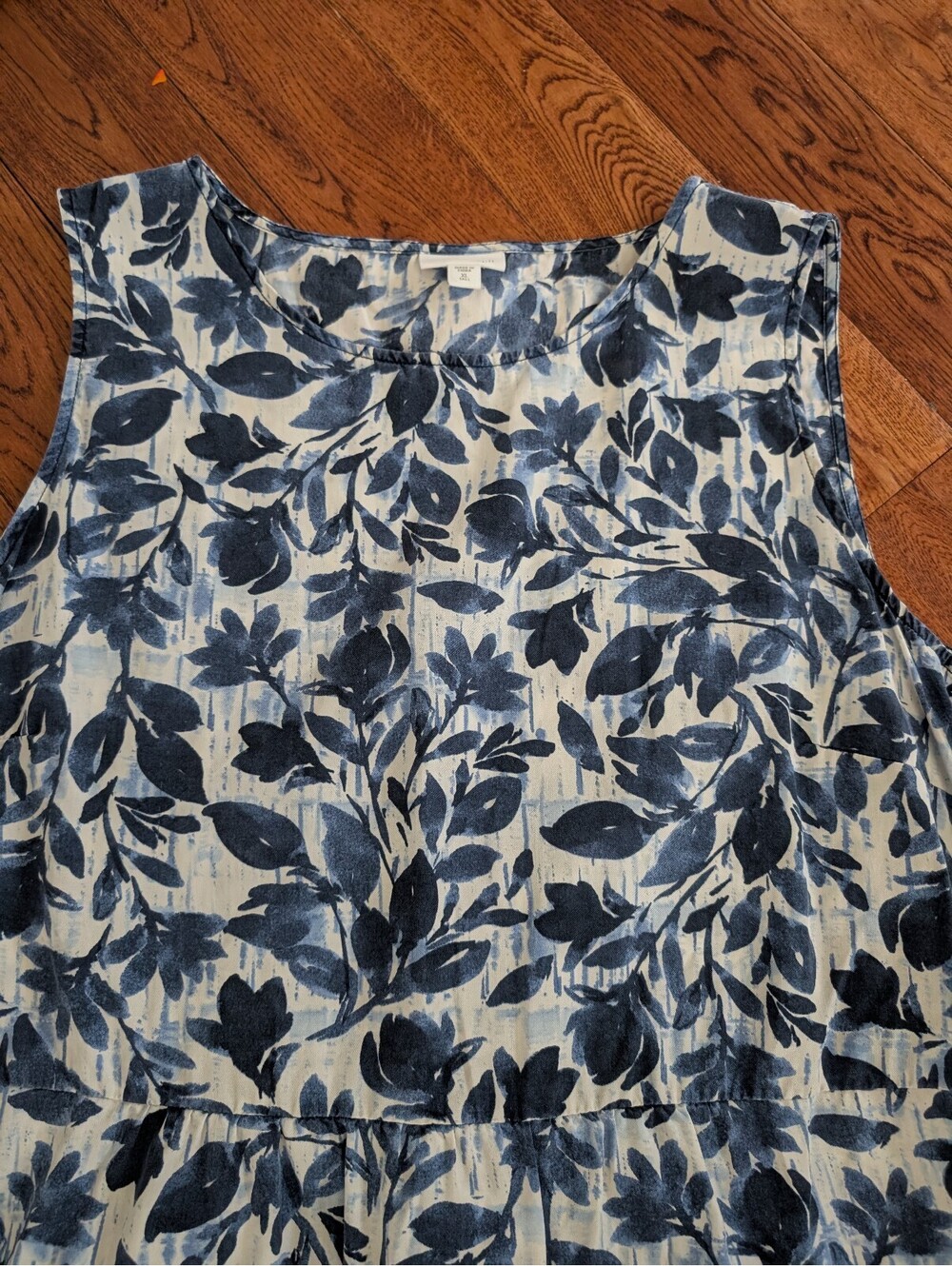 J Jill Pure Jill Blue White Floral Tank Top Tunic Size XL Tall - Picture 3 of 5